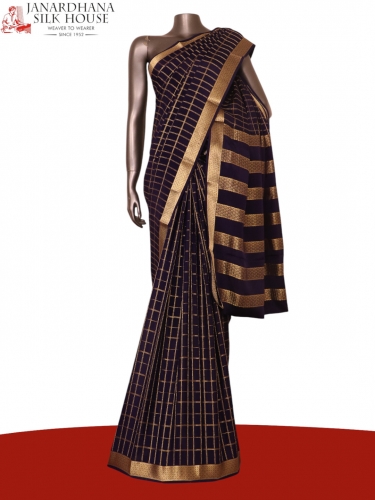 Pure Double Checks Zari Mysore Crepe Silk Saree